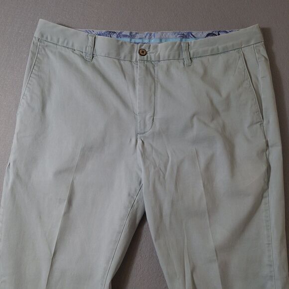 Tommy Bahama Chino Pants Mens 38x30 Seafoam Cotton Blend Solid Flat Front - Picture 2 of 14